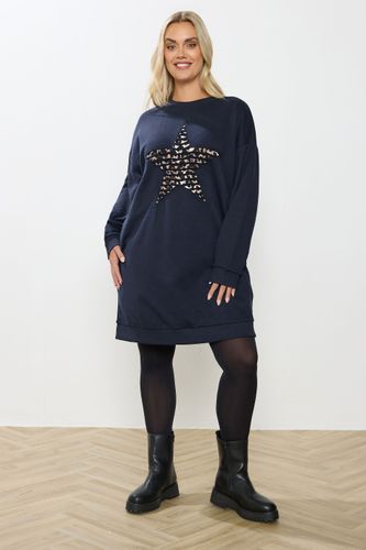 Robe Sweatshirt Bleu Marine À Imprimé Léopard Et Étoiles Size 58-60 - Yours - Modalova