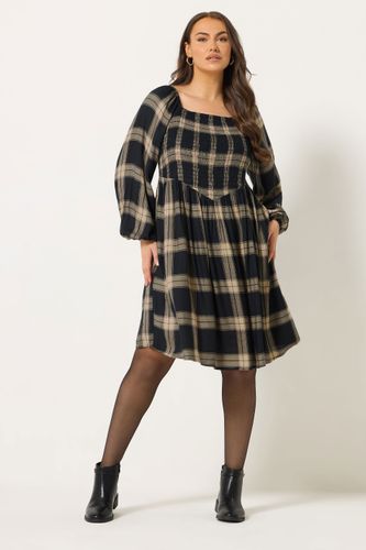 Minirobe Froncée À Carreaux Noirs Et Marron Size 44 - Yours - Modalova