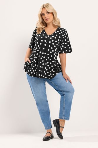 Top Noir À Pois Plissé Sur Le Devant Size 40 - Yours - Modalova