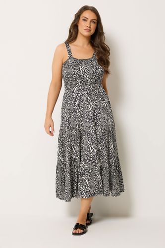 Robe Smockée Noire À Imprimé Animal Size 44 - Yours - Modalova