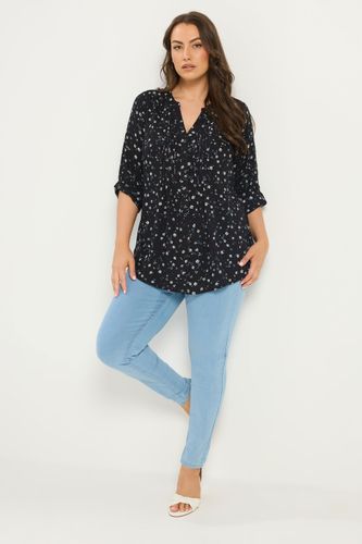 Top À Plis Nervurés Noir À Fleurs Size 46 - Yours - Modalova
