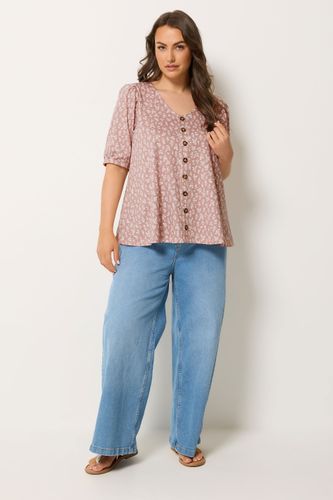 Top Fleuri Rose Boutonné Sur Le Devant Size 54-56 - Yours - Modalova