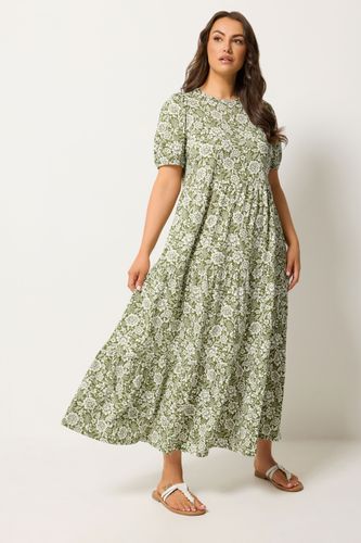 Robe Longue Étagée Verte À Fleurs Size 42 - Yours - Modalova