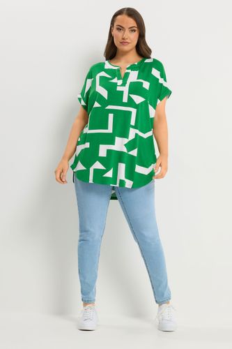 Top À Encolure Fendue Vert À Motif Abstrait Size 48 - Yours - Modalova