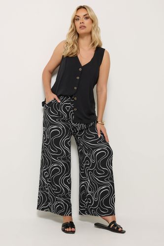 Pantalon Large Noir À Motif Tourbillon Size 44 - Yours - Modalova