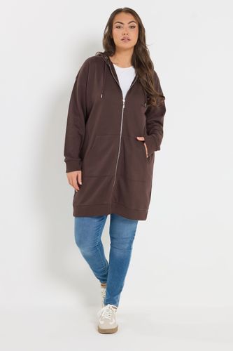 Sweat À Capuche Long Zippé Marron Chocolat Size 54-56 - Yours - Modalova