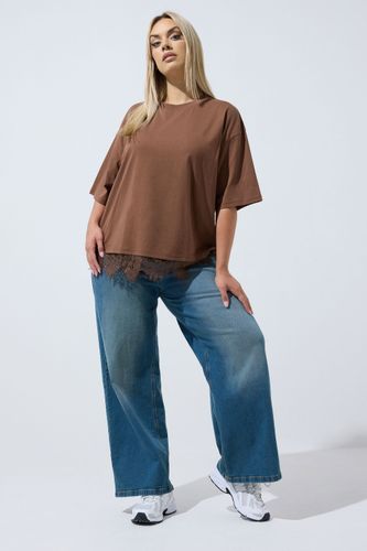 Tshirt Marron Chocolat À Ourlet En Dentelle Size 42 - Limited Collection - Modalova