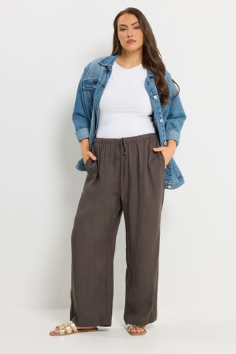 Pantalon Court En Lin Marron Chocolat Size Regular > 42 - Yours - Modalova