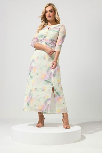 Robe Longue Ivoire À Imprimé Abstrait Avec Détail Goutte D'eau Size 48 - Yours London - Modalova