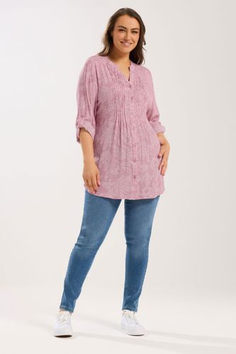 Blouse À Plis Nervurés Rose À Imprimé Feuilles Size 44 - Yours - Modalova