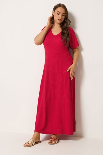 Robe Longue Texturée À Col En V Rouge Size 42 - Yours - Modalova