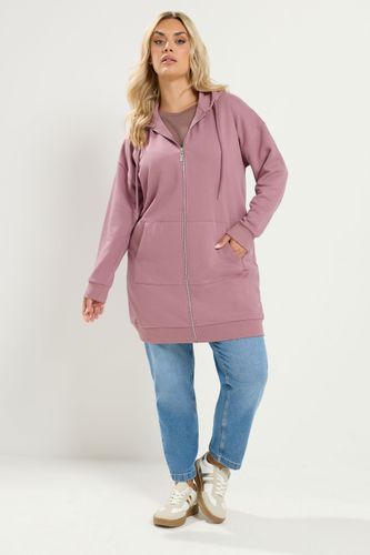 Sweat À Capuche Long À Fermeture Éclair Rose Foncé Size 48 - Yours - Modalova