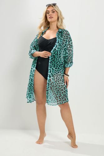 Tunique De Plage Bleue À Imprimé Léopard Size 50-52 - Yours - Modalova