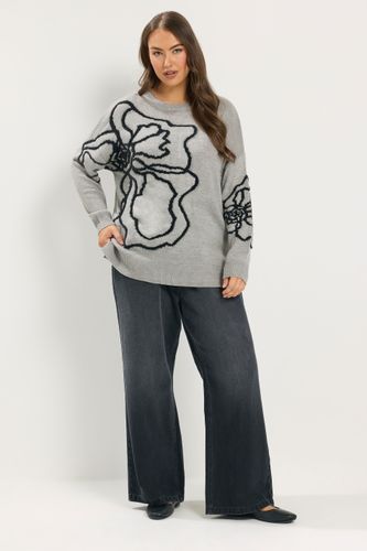 Pull En Maille Gris Chiné À Fleurs Size 58-60 - Yours - Modalova