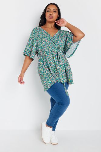 Top Cachecoeur Bleu Sarcelle Floral Texturé Size 46 - Yours - Modalova