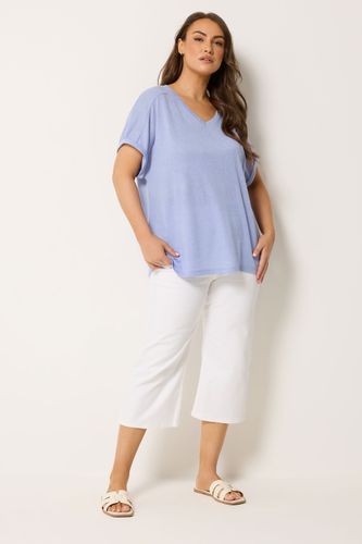 Tshirt Bleu Clair Effet Lin Size 44 - Yours - Modalova