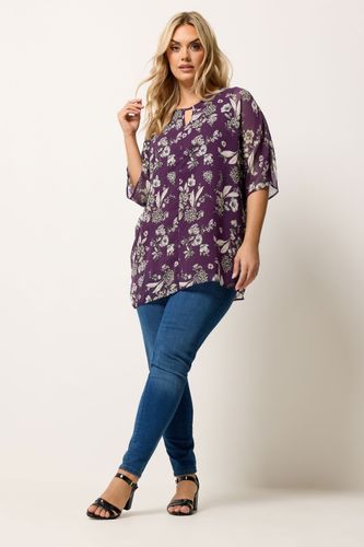 Top À Découpe Goutte D'eau Violet À Fleurs Size 48 - Yours - Modalova
