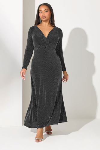 Robe Nouée Devant Noire Effet Métallisé Size 52 - Yours London - Modalova
