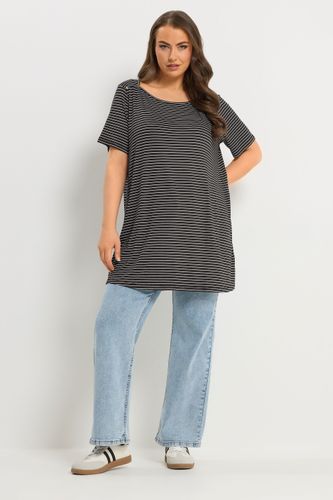 Tshirt Noir À Rayures Avec Détails À Clous Size 48 - Yours - Modalova