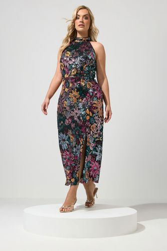 Robe Longue À Sequins Floraux Orange Et Rose Size 58-60 - Yours London - Modalova