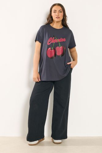 Tshirt Gris À Message « Cherries » Size 46 - Yours - Modalova