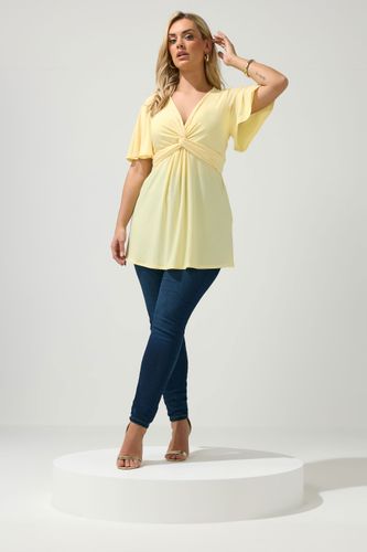 Top À Manches Courtes Jaune Noué Sur Le Devant Size 46 - Yours London - Modalova