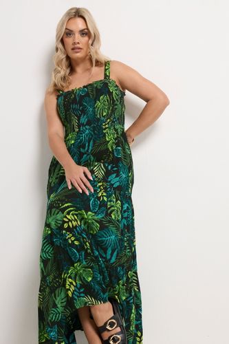 Robe Longue À Imprimé Tropical Noir Size 44 - Yours - Modalova