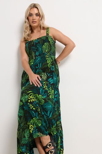 Robe Longue À Imprimé Tropical Noir Size 54-56 - Yours - Modalova