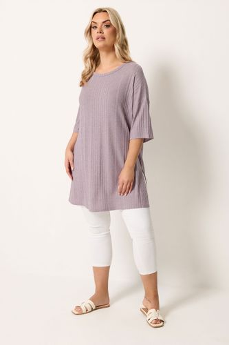 Tshirt Violet Oversize Côtelé Size 46 - Yours - Modalova
