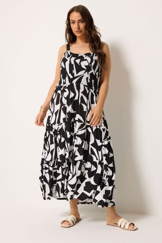 Robe Smockée Noire À Motif Abstrait Size 44 - Yours - Modalova