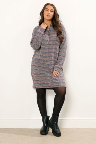 Robe Pull Côtelée Bleue À Fermeture Éclair Quart De Tour Size 50-52 - Yours - Modalova