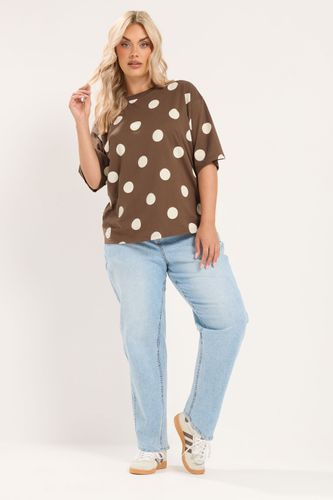Yours Tshirt Marron À Pois Size 38 - Yours - Modalova