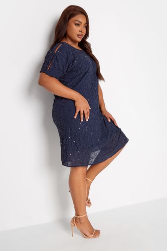 Luxe Robe Coupe Droite Bleue Nuit À Sequinssize 48 - Luxe: Ultimate Embellishment - Modalova