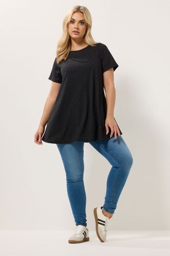 Haut Noir Côtelé Scintillant Size 46 - Yours - Modalova