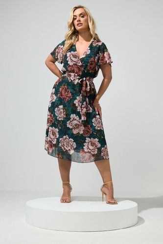 Robe Cachecœur Verte Et Rose À Fleurs Size 42 - Yours London - Modalova
