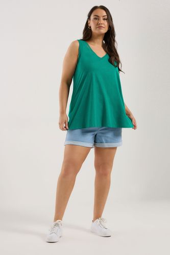 Débardeur Vert Sarcelle Fluide En Coton Size 46 - Yours - Modalova