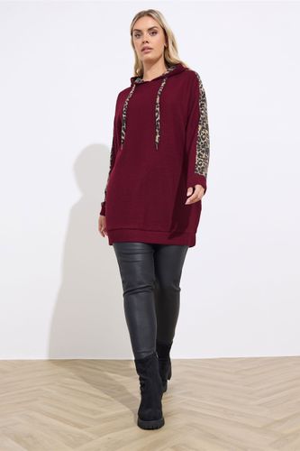 Sweat À Capuche À Imprimé Léopard Bordeaux Rouge Size 54-56 - Yours - Modalova