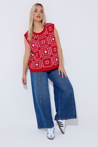 Gilet Rouge En Maille Crochetée Size 46-48 - Limited Collection - Modalova