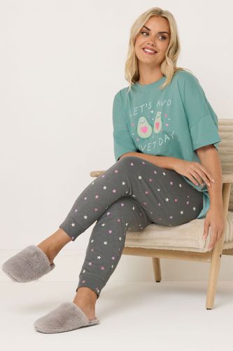 Pyjama Grande Taille Resserré Aux Chevilles « Let's Avo Duvet Day » Vert Size 46-48 - Yours - Modalova