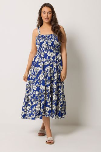 Robe Milongue Smockée Bleue À Fleurs Size 50-52 - Yours - Modalova