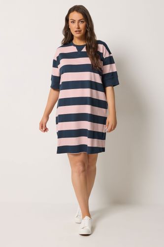 Robe Tshirt Bleu Marine Et Rose À Rayures Size 44 - Yours - Modalova