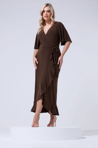 Robe Marron Chocolat À Volants Size 48 - Yours London - Modalova