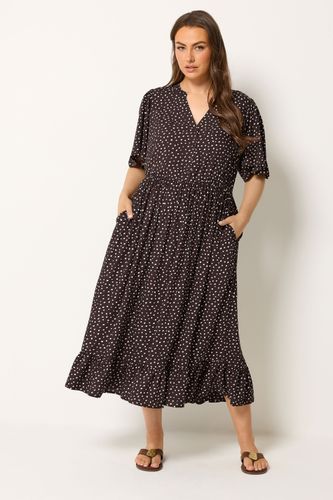 Robe Longue Marron À Pois Avec Encolure Fendue Size 38 - Yours - Modalova