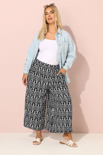Pantalon Large Noir À Imprimé Ikat Size 44 - Yours - Modalova