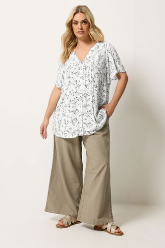 Blouse Blanche À Imprimé Feuilles Avec Plis Nervurés Size 42 - Yours - Modalova