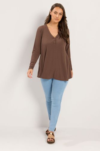 Top Évasé Marron Chocolat À Col Tunisien Size 54-56 - Yours - Modalova