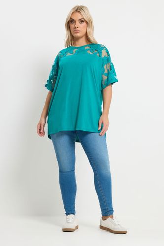 Tshirt Droit Bleu Turquoise À Fleurs Effet Dévoré Size 54-56 - Yours - Modalova