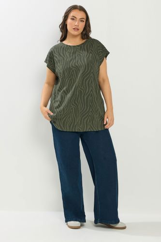 Tshirt Zébré À Mancherons Kaki Size 46 - Yours - Modalova