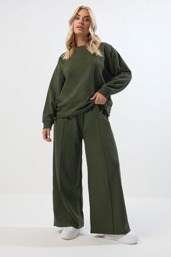 Pantalon De Jogging À Jambes Larges Vert Kaki Size 42 - Yours - Modalova