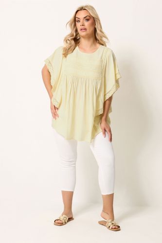 Blouse Jaune En Crochet À Manches Drapées Size 38 - Yours - Modalova